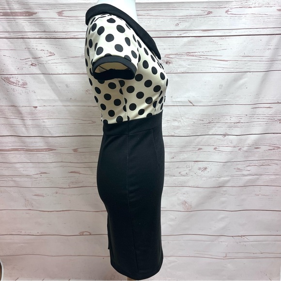 Miusol Retro Polka Dot Peter Pan Collar Colorblock Wiggle Dress - Picture 7 of 9